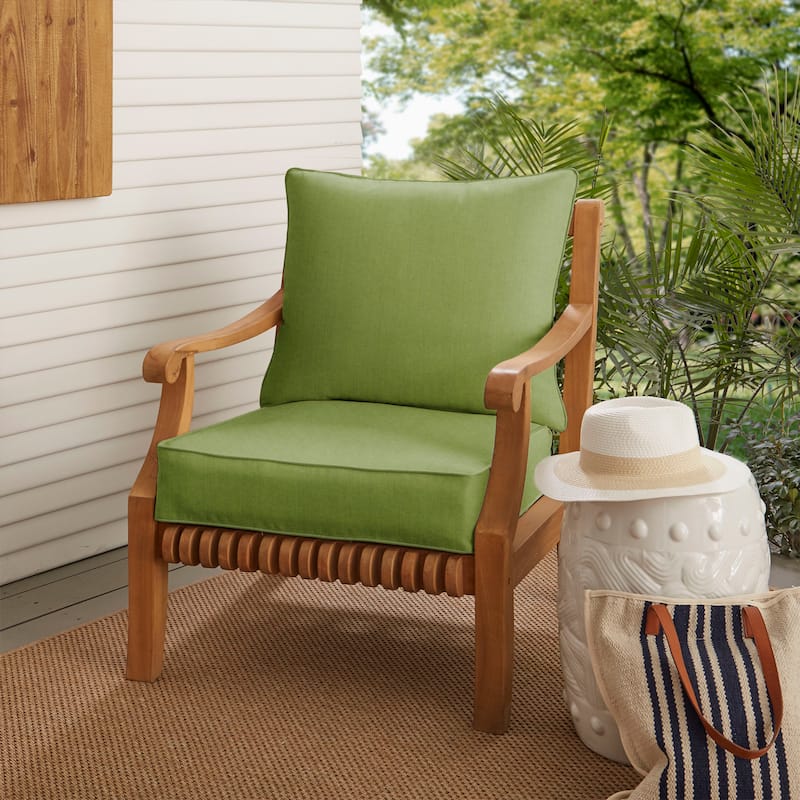 Kokomo Solid Color Sunbrella Fabric Lounge Pillow and Cushion Set - 23.5 in w x 23 in d - Cilantro