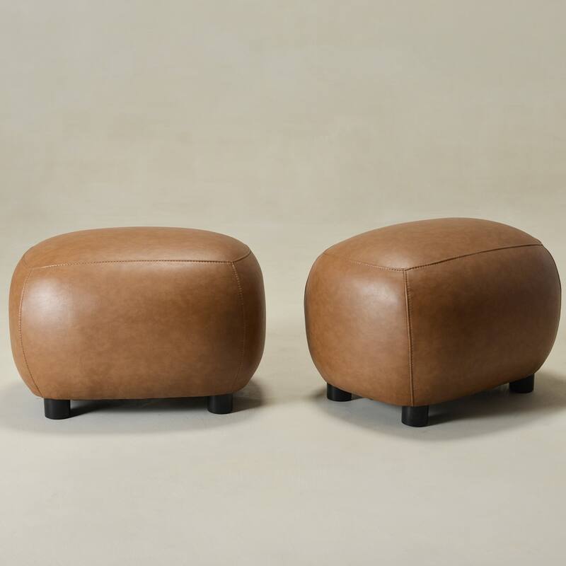 KINWELL 23" Wide Faux Leather Upholstered Ottoman Footrest, PU Entryway Footstool