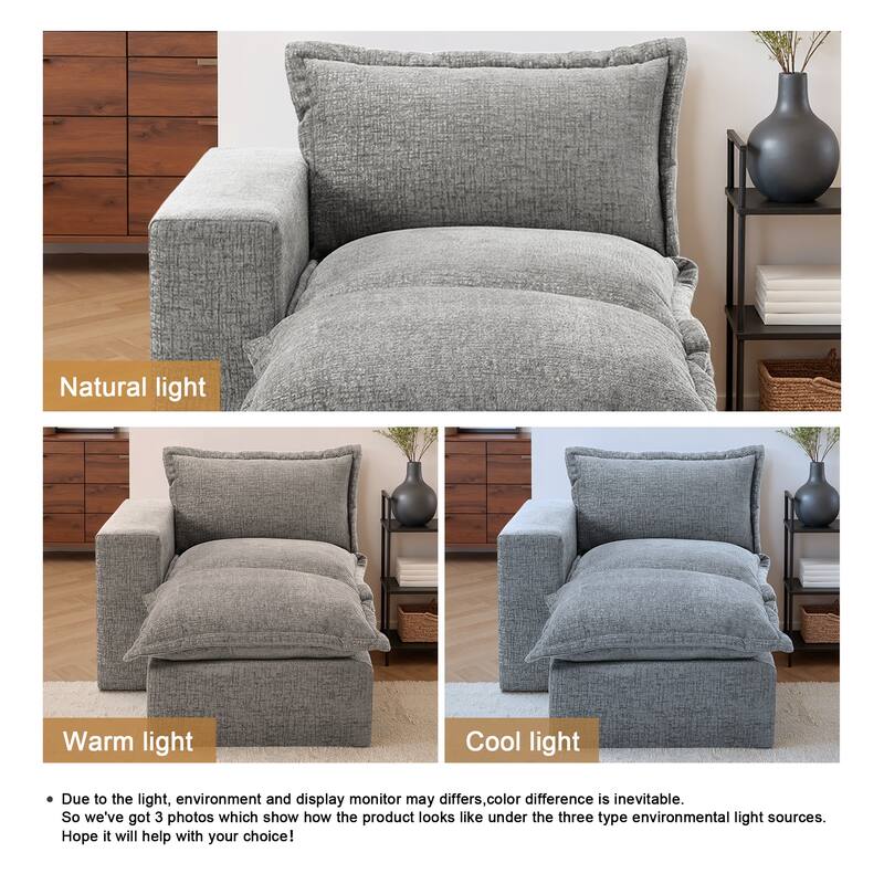 Chenille L-Shaped Modular Sectional Sofa Comfy Cloud Couch For Living Room