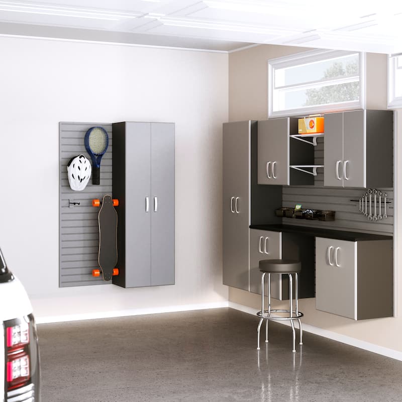Flow Wall 7 Piece PVC Indoor Cabinet and Shelf Set