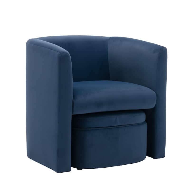 RENEWLINE Sherpa Barrel Chair & Storage Ottoman Set - Plush Compact Accent for Reading Nooks, Cloud-Like Lounge Seat - set of 1 - Blue