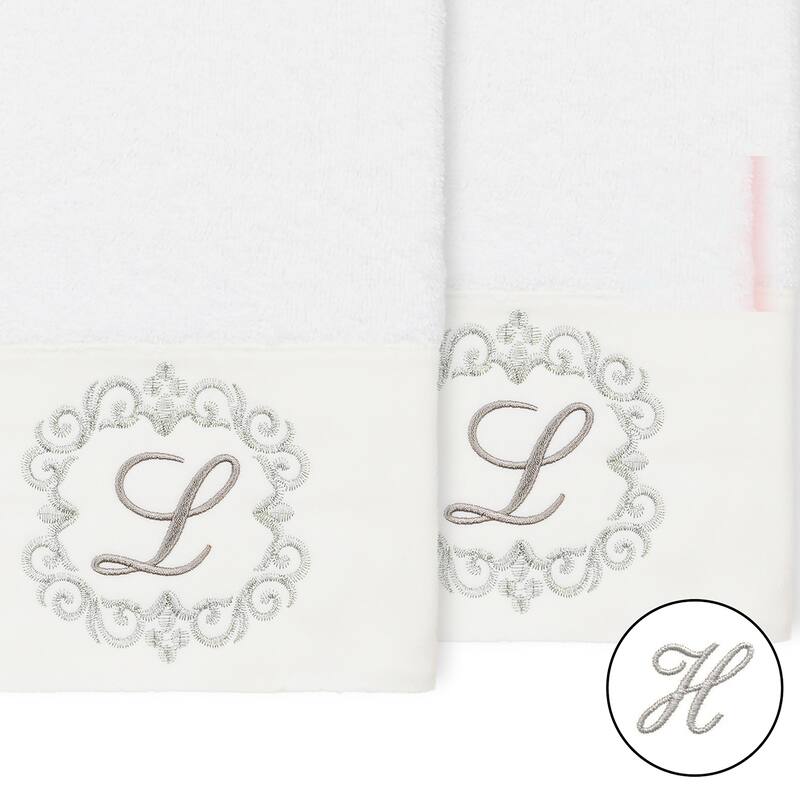 Authentic Hotel and Spa 100% Turkish Cotton Monica 2PC Embellished Hand Towel Set