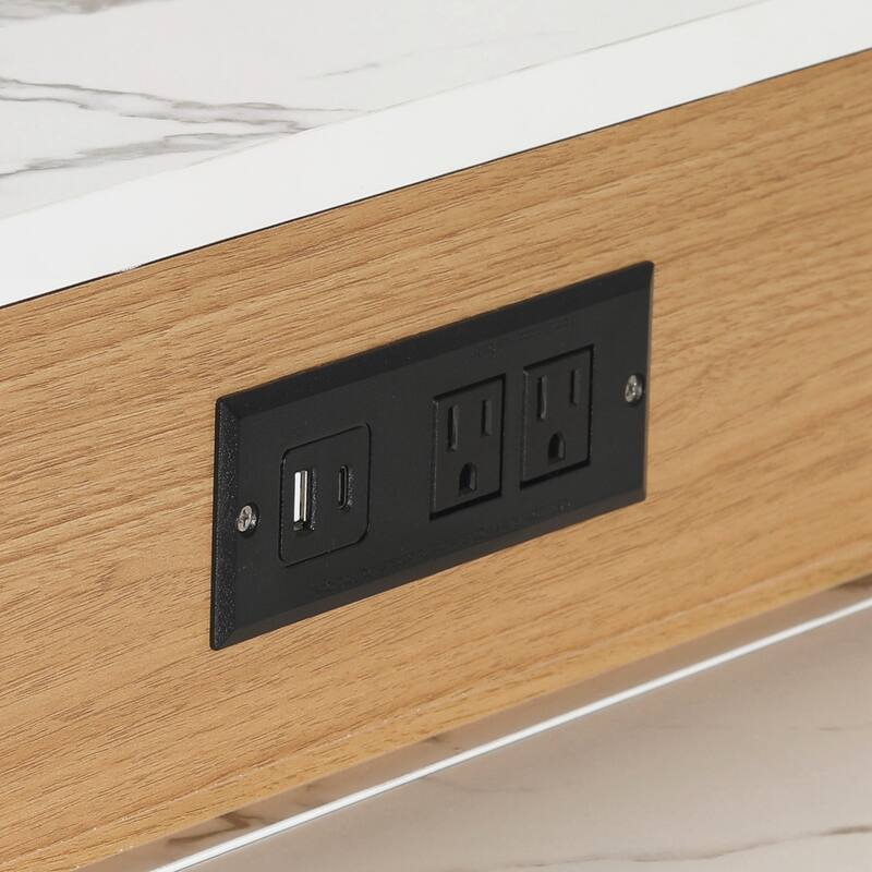 Kitchen Storage Table with Double-sided Storage, Kitchen Island with 2 Drawers