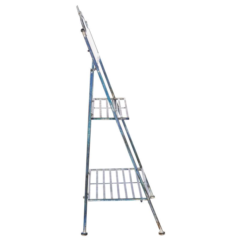 SAFAVIEH Outdoor Nyah Victorian Iron 2-Tier Plant Stand. - 24.5" W x 15.8" L x 43" H - 25Wx16Dx43H