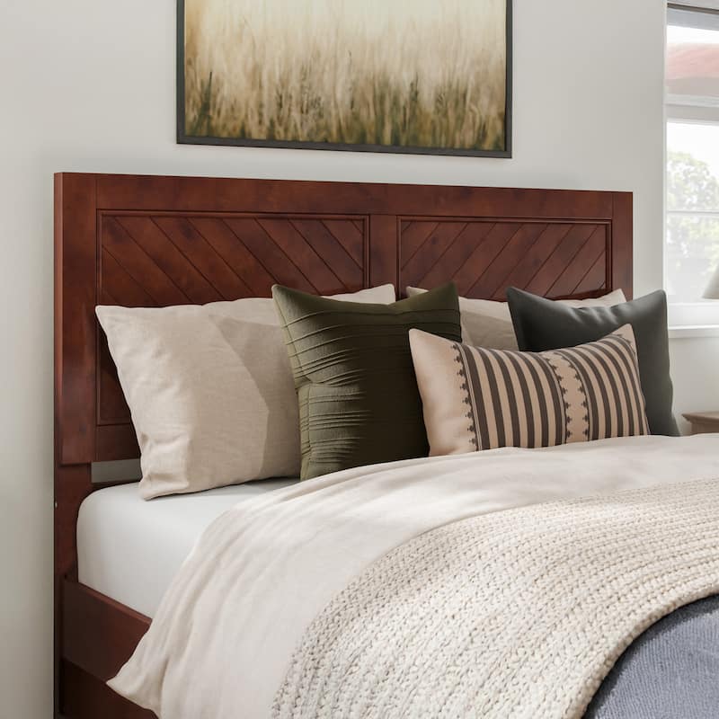 Twin Size Solid Wood Headboard with Classic Panel Styling, Warm Walnut Finish for Bedroom or Guest Room