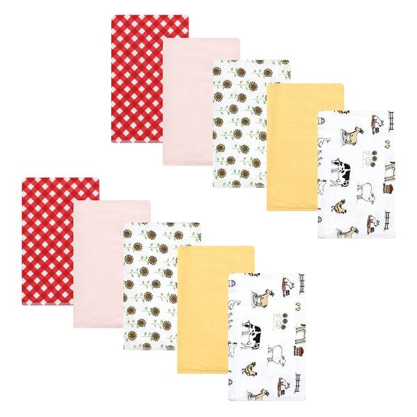 slide 1 of 1, Hudson Baby Infant Girl Cotton Flannel Burp Cloths, Girl Farm, One Size - Girl Farm - One Size One Size - Girl Farm