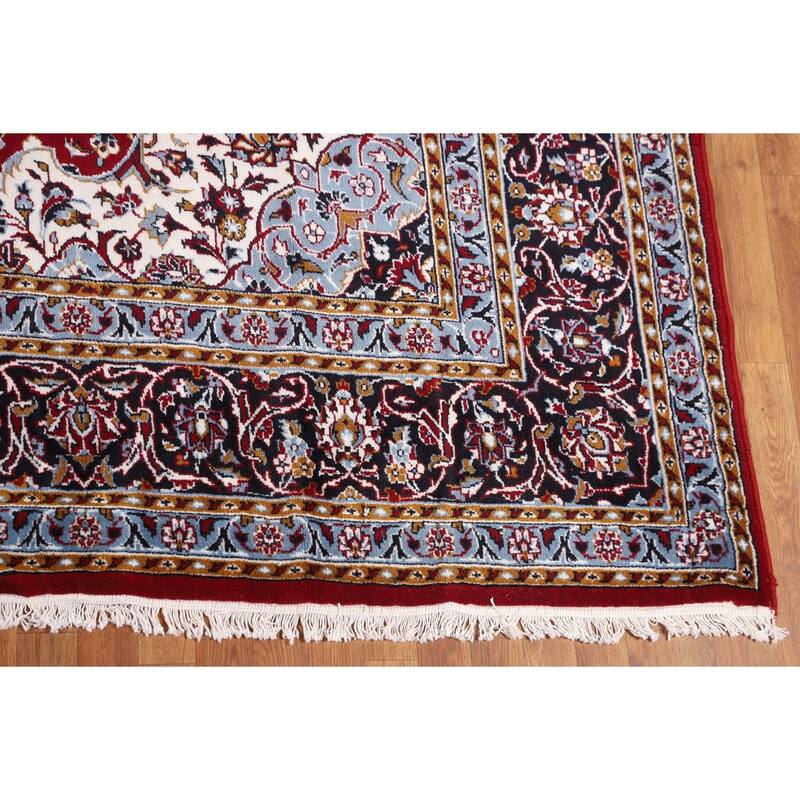 Traditional Red Kashan Turkish Area Rug Machine-Made Medallion Carpet - 9'9" x 12'10"
