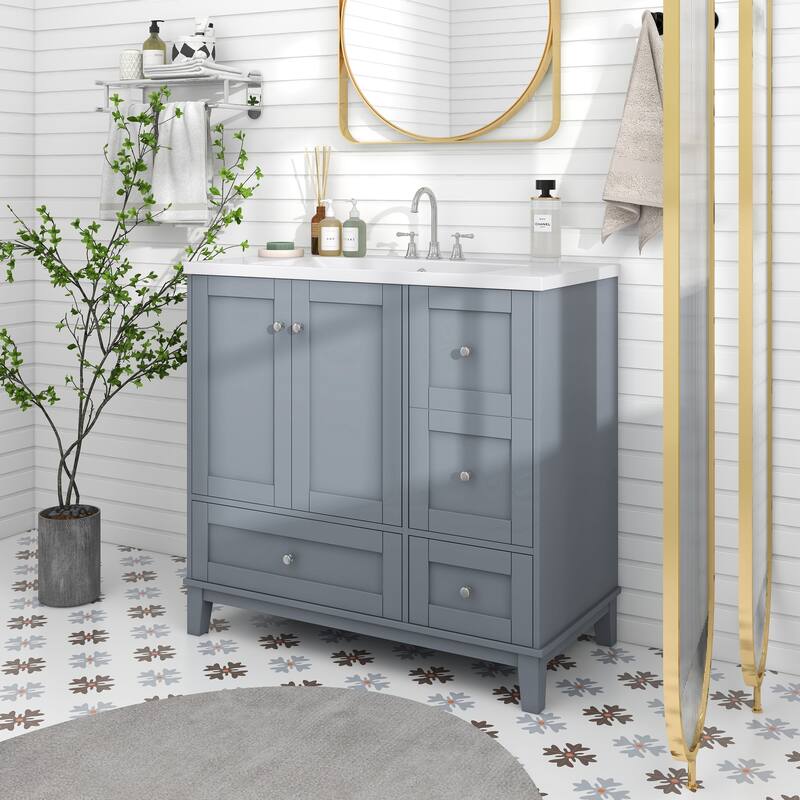 36 Inch Modern Bathroom Vanity with USB Charging