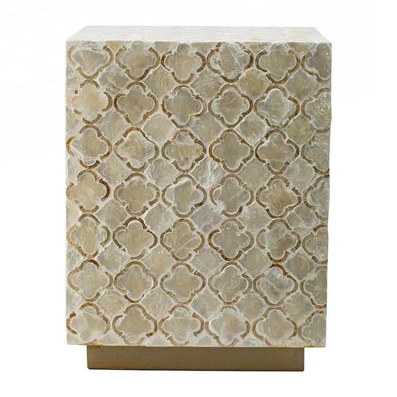 Square Capiz Stool Cream
