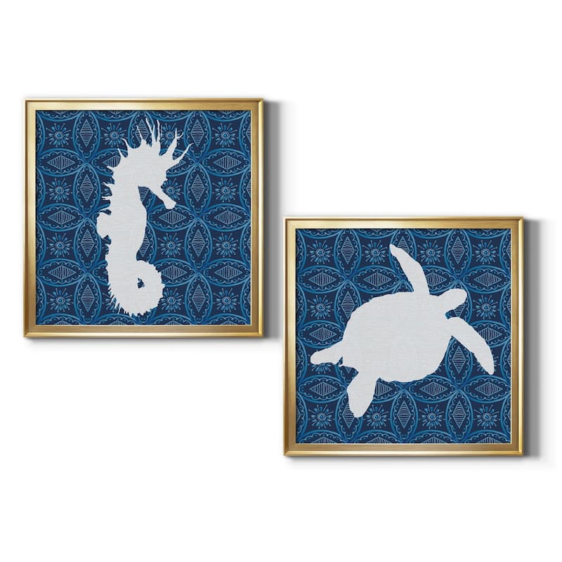 Sea Patterned Seahorse Premium Framed Canvas - Ready to Hang
