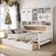 preview thumbnail 2 of 9, White Wooden Full Size Kids Bed Daybed, All-in-One Cabinet Bed with 2 Drawers