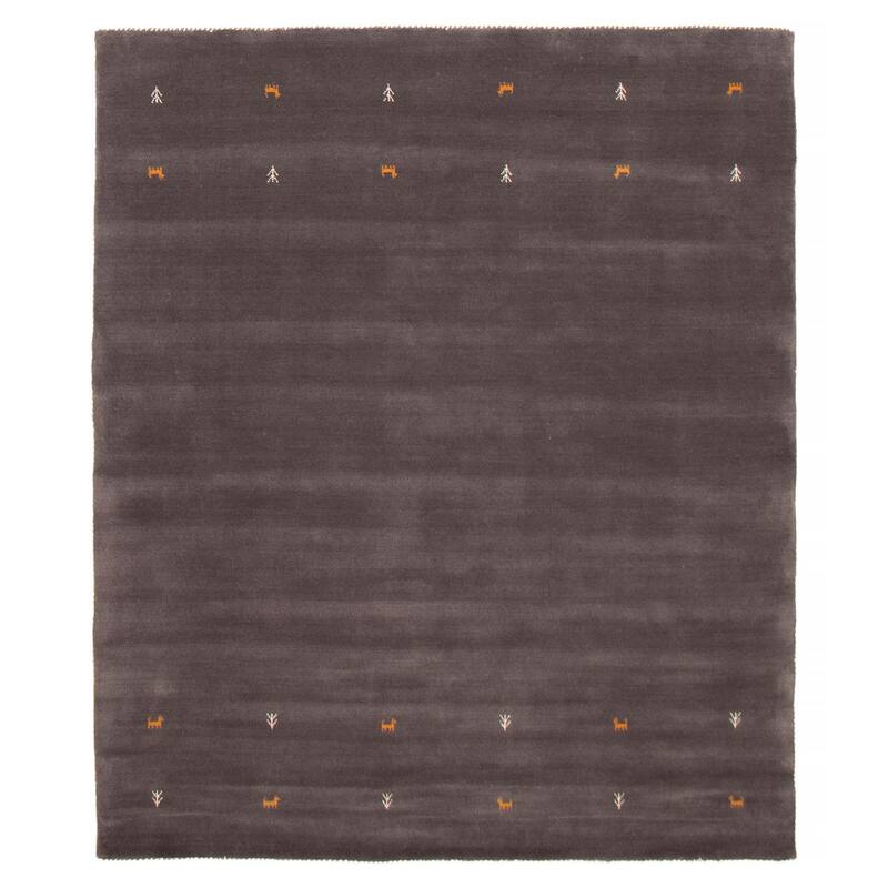 Kashkuli Gabbeh Grey Rug 6'8" x 8'0" - 6'8 x 8'0 - Dark Grey - 6'8 x 8'0