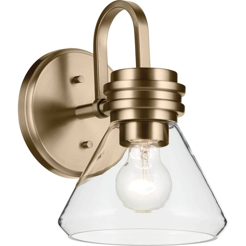 Kichler 55153CLR Farum 10" Tall Bathroom Sconce with Clear Glass Shade - Champagne Bronze