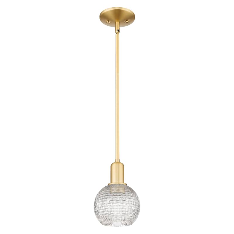 Innovations Lighting Endless Possibilities Arcadia - Athens - 1 Light 6" Basketweave Stem Hung Mini Pendant - Satin Gold