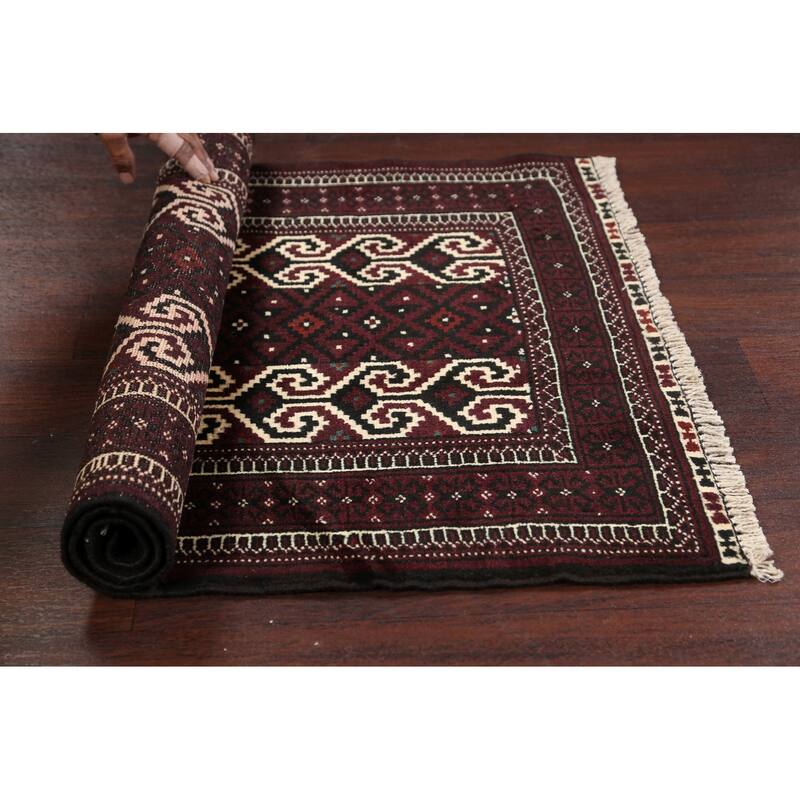 Traditional Geometric Persian Balouch Wool Area Rug Handmade Carpet - 2'6" x 3'11"