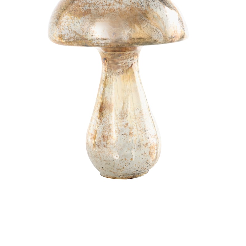 Gold, Green or Champagne Glass Handmade Glossy Weathered Mushroom Sculpture (Set of 2)