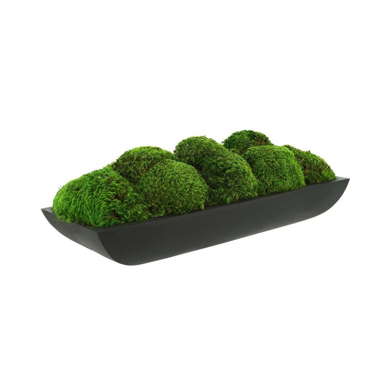 Moss Arrangement in Oblong Fiberstone Planter - Green