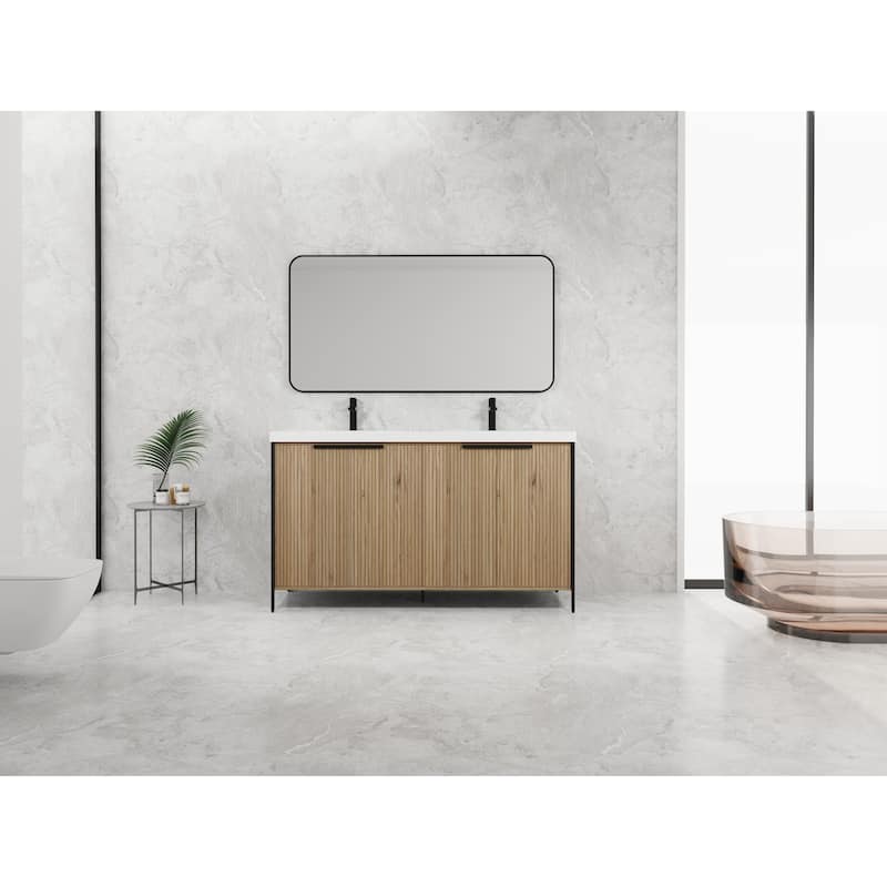 Freestanding Bathroom Vanity with Double Resin Sink