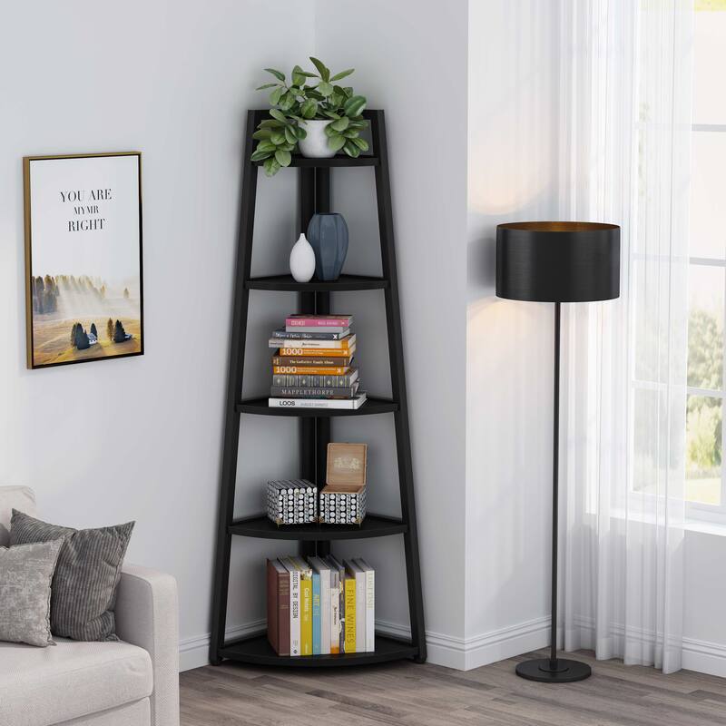 70" Tall Corner Bookcase Ladder Bookshelf, Display Shelf, Plant Stands