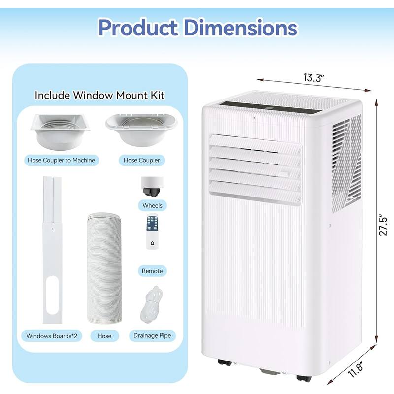 Portable Air Conditioners, Flarhetoric 8000 BTU Cooling/Fan/Dry 3 IN 1 Portable Ac unit for Room 420 SQ.FT