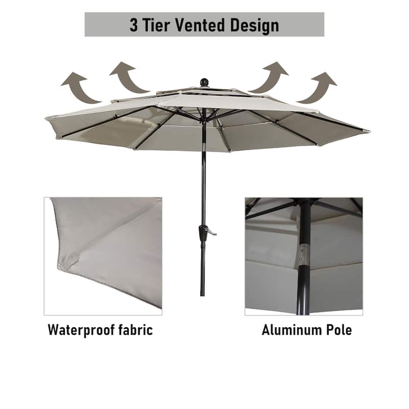 10ft Patio Market Umbrella with Double Airvent
