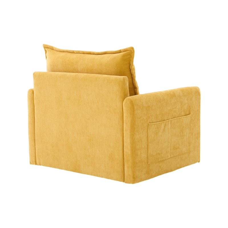 Chenille 360° Swivel Barrel Chair with Memory Foam and Side Pockets