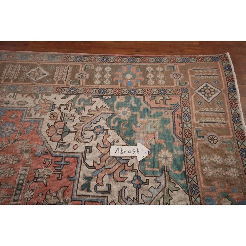 Geometric Pink Tabriz Persian Vintage Area Rug Handmade Wool Carpet - 9'6"x 12'6"