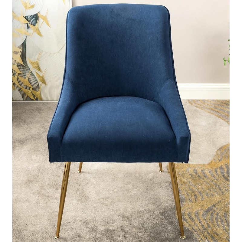 Luxury Velvet Chair with Elegant Scoop Back Design Gold Metal Legs and Soft Upholstery Comfortable Seating