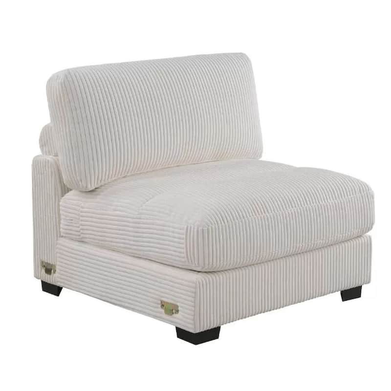 Nolan Armless Modular Chair with Square Frame, Plush Beige Corduroy