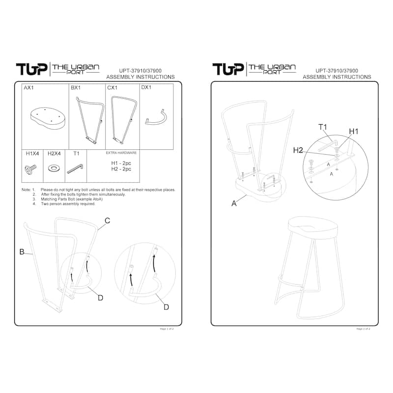 Ela 24 Inch Mango Wood Industrial Counter Height Stool, Saddle Seat, Iron, Set of 2, Brown, Black