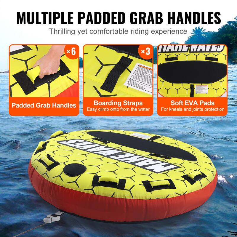 Towable Tube for Boating for Boat to Pull, Full Nylon Cover, EVA Grab Handles and Speed Safety Valve