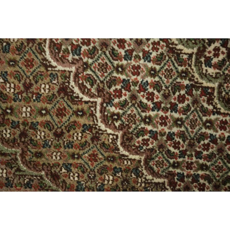 Hand Knotted Oriental 100% Wool Carpet Traditional Geometric Beige & Ivories Tabriz-Mahi Area Rug - 6' 5'' X 9' 9''