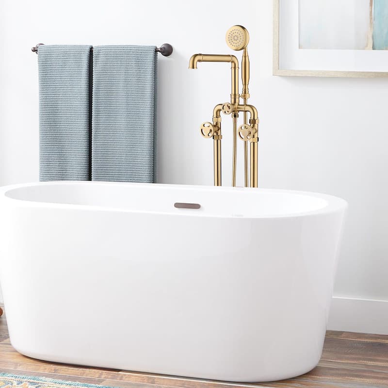 Rbrohant Industrial Style Freestanding Bathtub Faucet, High Flow Shower Floor Mounted Tub Faucets