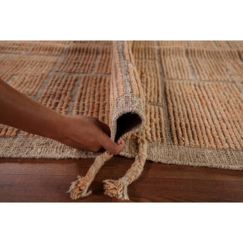 Striped Moroccan Area Rug Handmade Wool Carpet - 8'11"x 12'6"