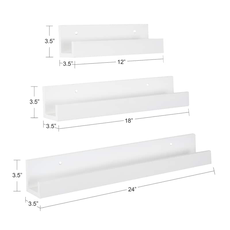 Levie 24 inch 2-Pack Wood Wall Picture Frame Holder Ledge