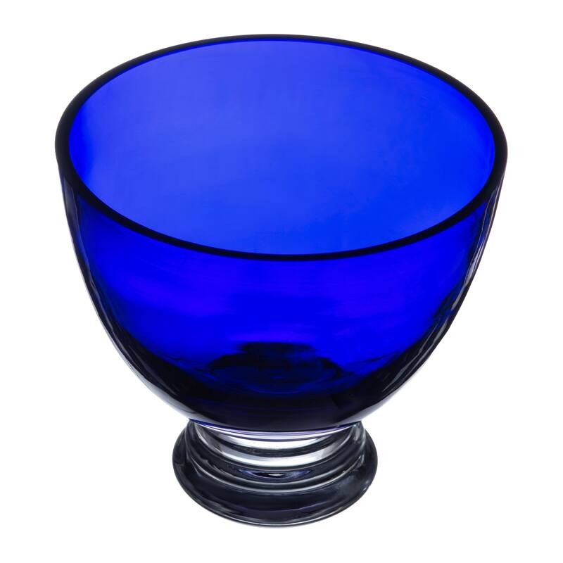 Majestic Gifts European Glass Round Footed Bowl-Cobalt 10.5" Diameter