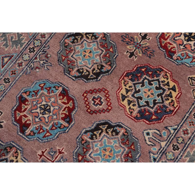 Bohemian Kazak Carl Light Purple/Light Purple Wool Rug - 3'4'' x 5'0''