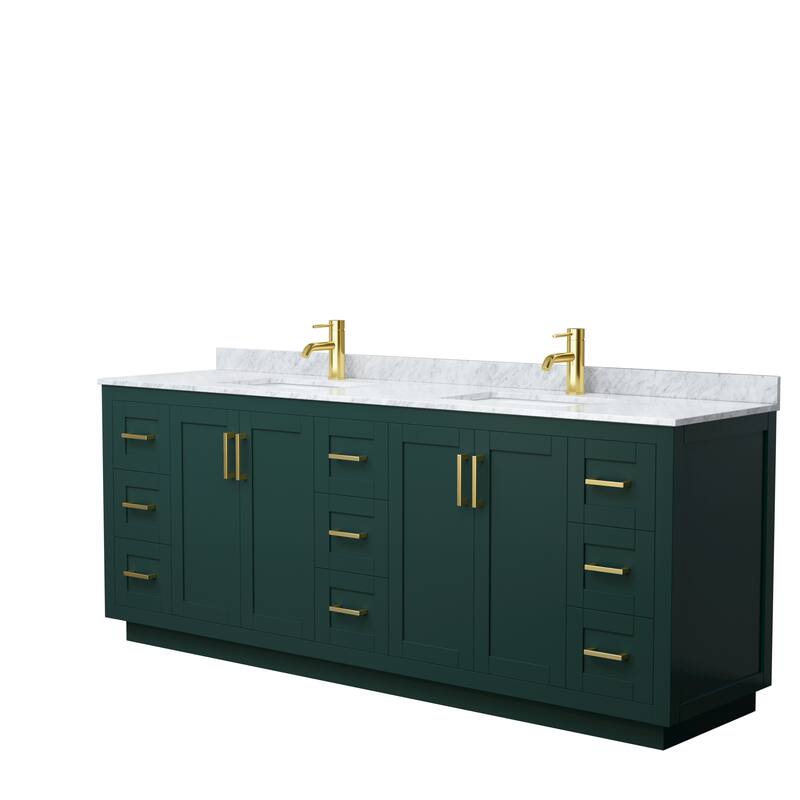 Miranda Double Vanity Set, White Carrara Marble Top, No Mirror