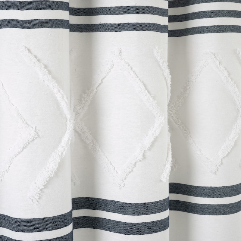 Lush Decor Urban Diamond Stripe Woven Tufted Eco-Friendly Recycled Cotton Shower Curtain Single