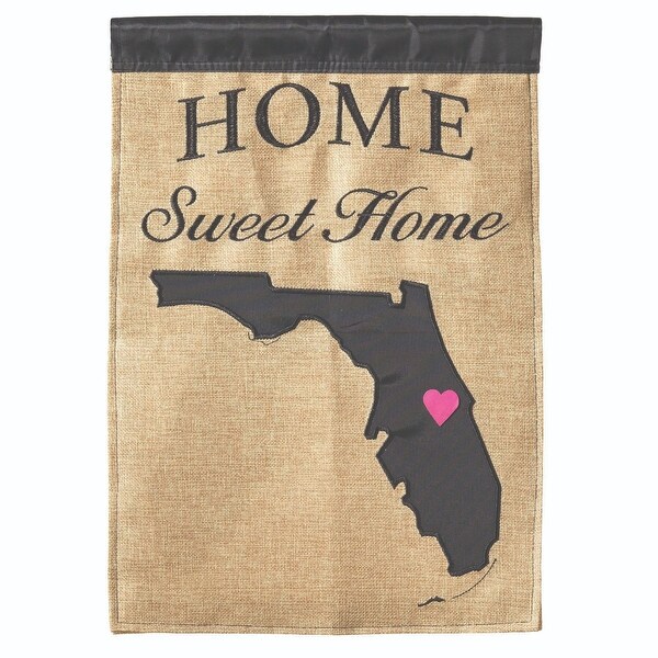 Brown and Black "HOME Sweet Home" Florida Burlap Garden Flag 18" x 13" - N/A