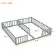 preview thumbnail 8 of 10, Double Twin Floor Bed with Fence and Guardrails, Without Door, Two Twin Bed in One Design