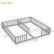 preview thumbnail 11 of 19, Double Twin Size Pine Wood Floor Bed with Fence, Guardrails, Without Door for Kids Girls Boys, No Need Spring Box