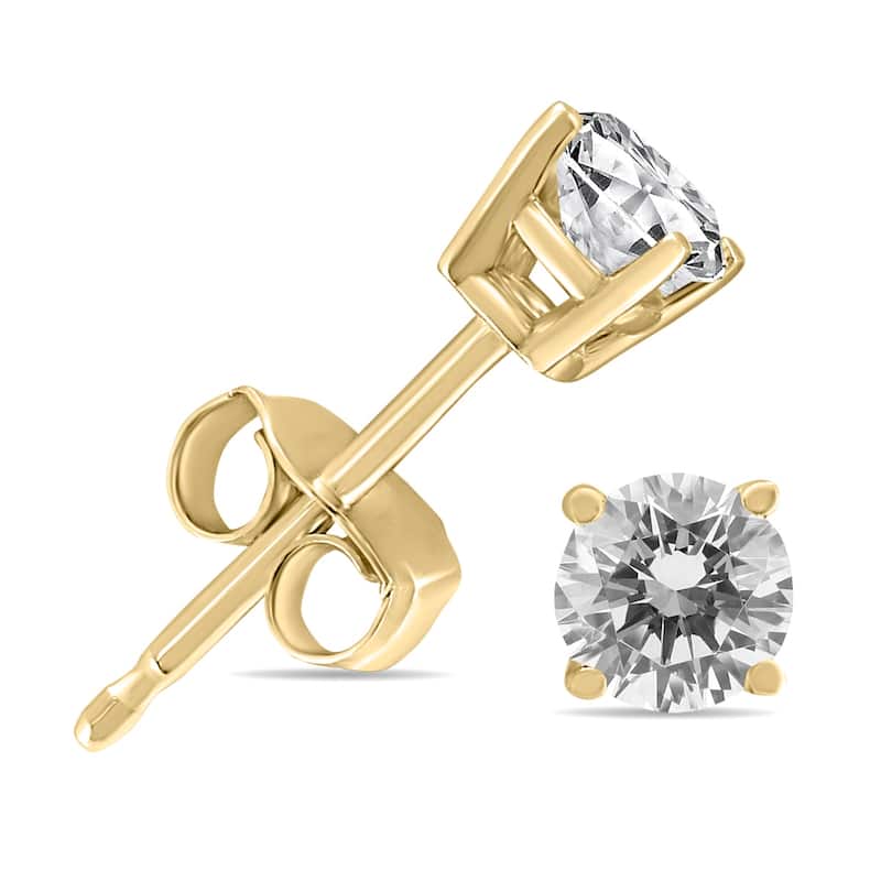 Marquee 1/4 Carat TW Round Diamond Solitaire Stud Earrings In 14k Yellow Gold