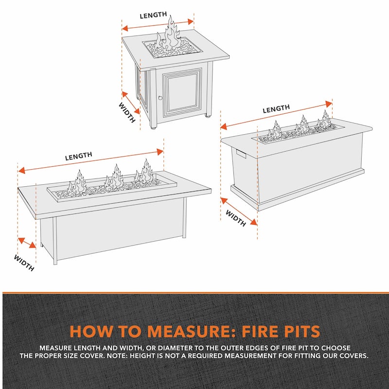 Modern Leisure Garrison Patio Fire Pit Cover, Waterproof, 42"L X 22"W X 17"H, Granite - 42" x 22" x 17"