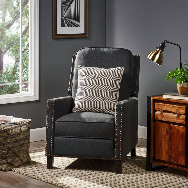 Fabric Upholstered Recliner Chair, Mid-Century Modern Recliner Adjustable Single Sofa Chair with Thicker Seat Cushion