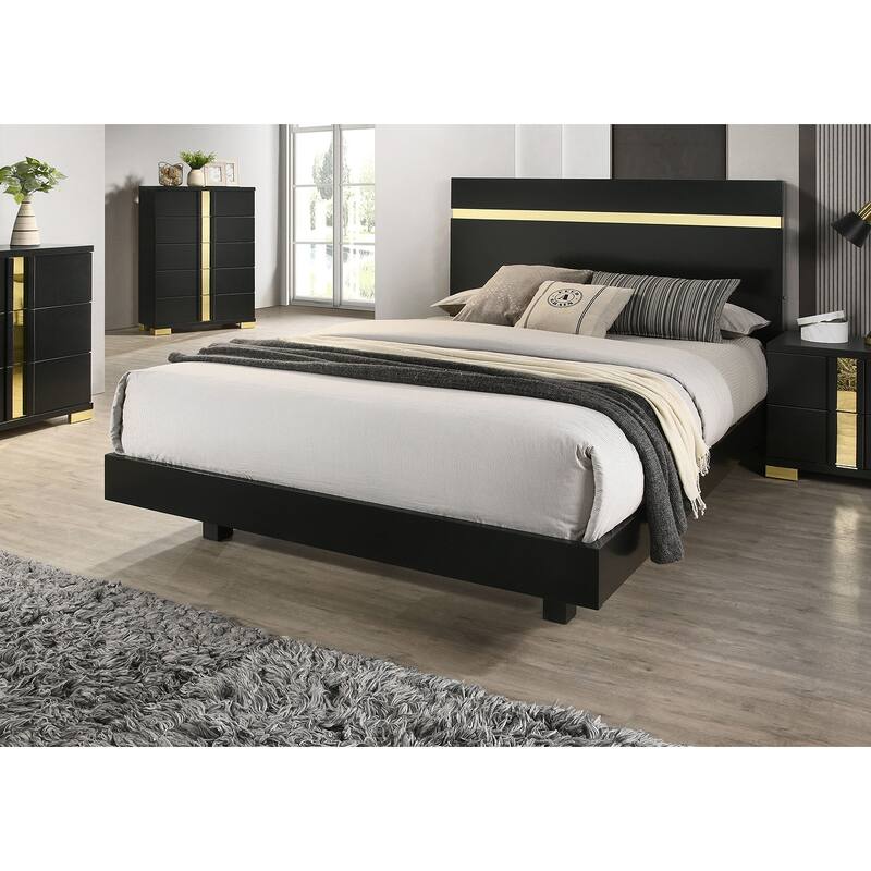 Full Size Engineered Wood LED Platform Bed Frame with Acrylic Trim