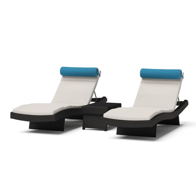Portofino Comfort 3 Piece Sunbrella Outdoor Patio Chaise Lounge Set