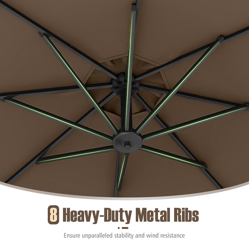10 Feet Patio Offset Umbrella with Weighted Base 360° Tilt Cantilever Shade for Deck and Garden