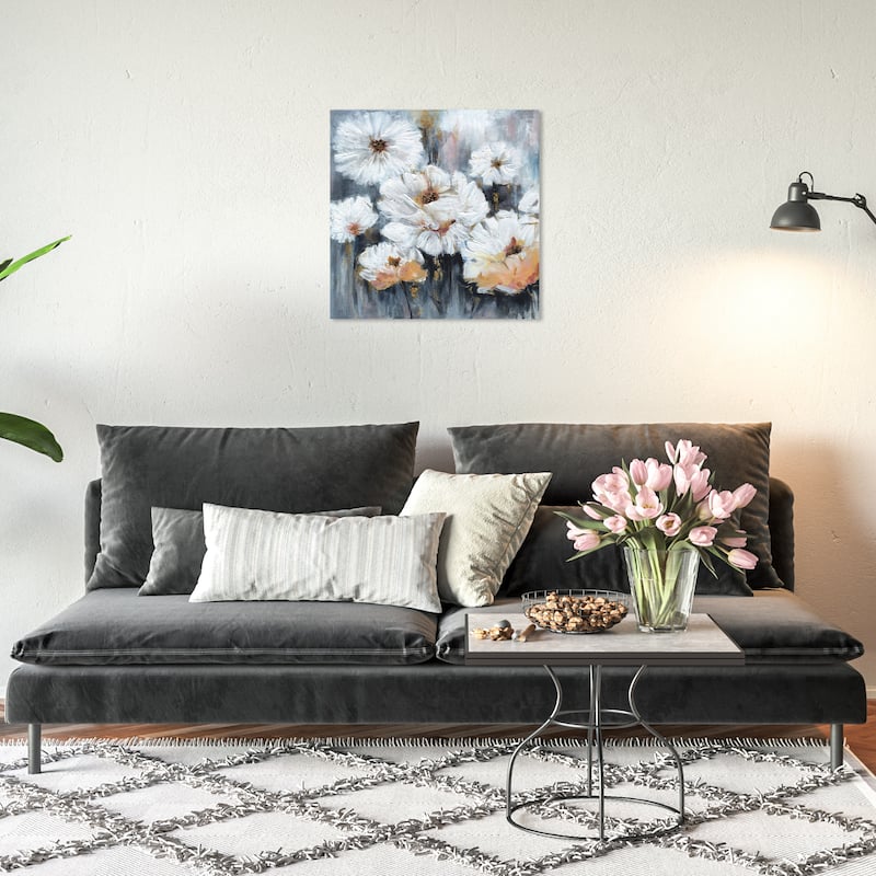 Wynwood Studio Canvas Floral and Botanical White Florals White and Copper Rustic Wall Art Canvas Print - White, Gray - 20 x 20
