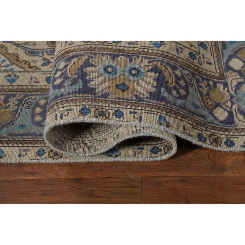 Beige Tabriz Persian Area Rug Hand-Knotted Oriental Wool Carpet - 6'5"x 9'4"